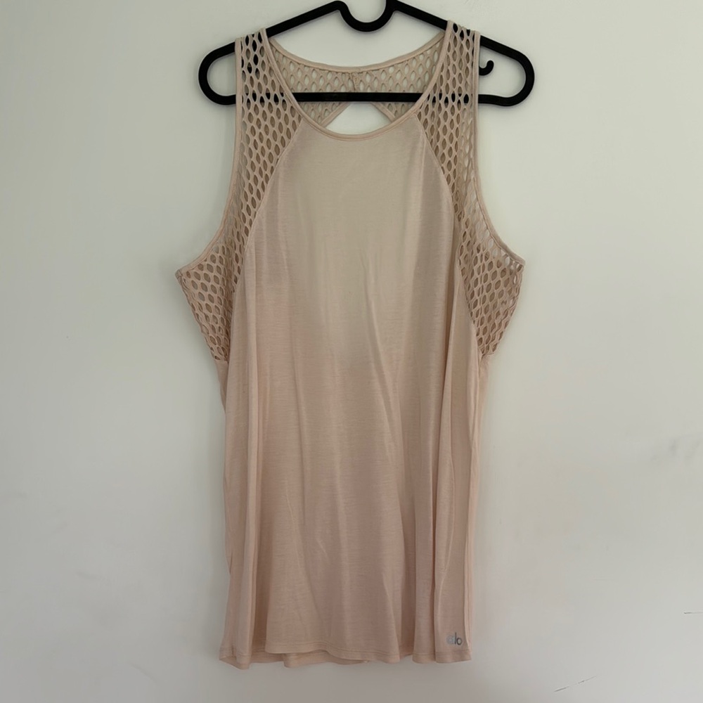 ALO Yoga Beige Mesh Tank Top